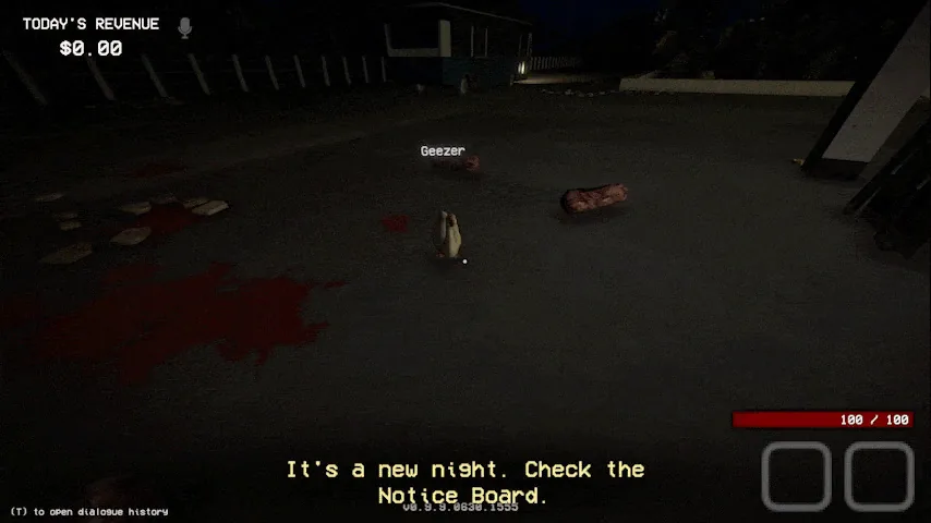 A pet goose accompanying the player outside Midnight Mart in Shift at Midnight